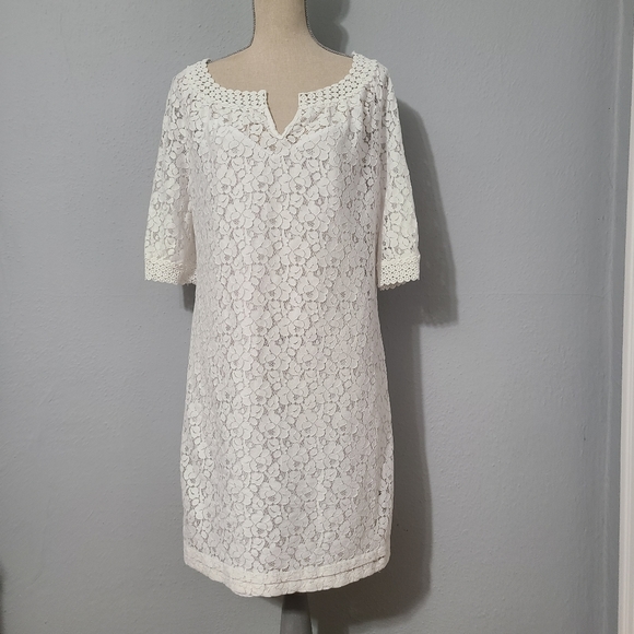 Nicole by Nicole Miller White Eyelet Dress‎ Size 12 NWOT - Picture 1 of 12